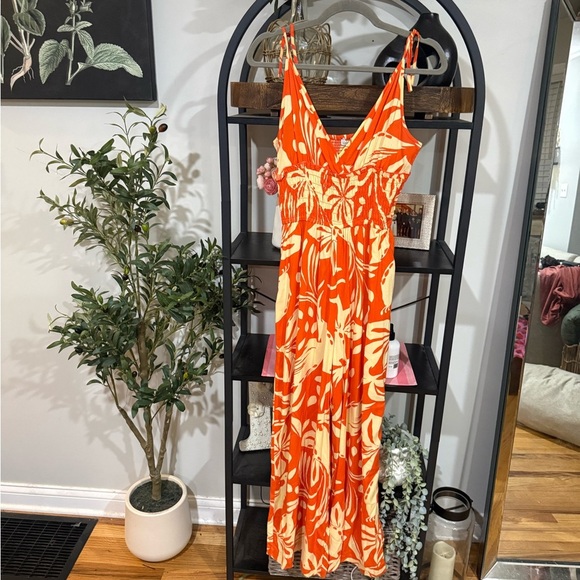 Patrons of Peace Pants - Patrons of Peace Vibrant Orange and Cream Sundress size small